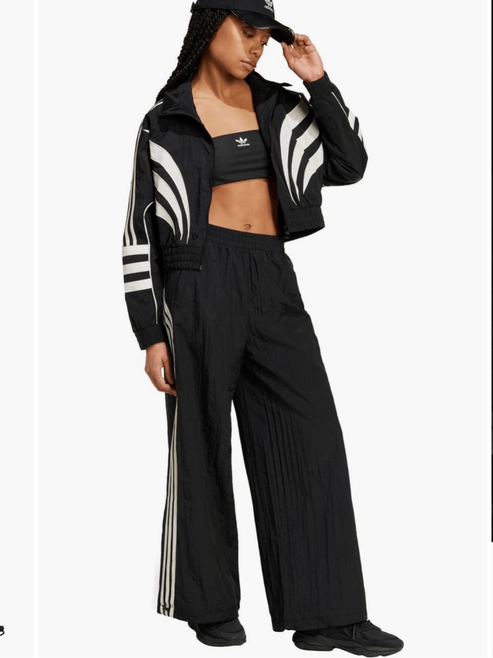 adidas Wide-Leg Atlanta Cut Line Track Pants in Black - Picture 5 of 13